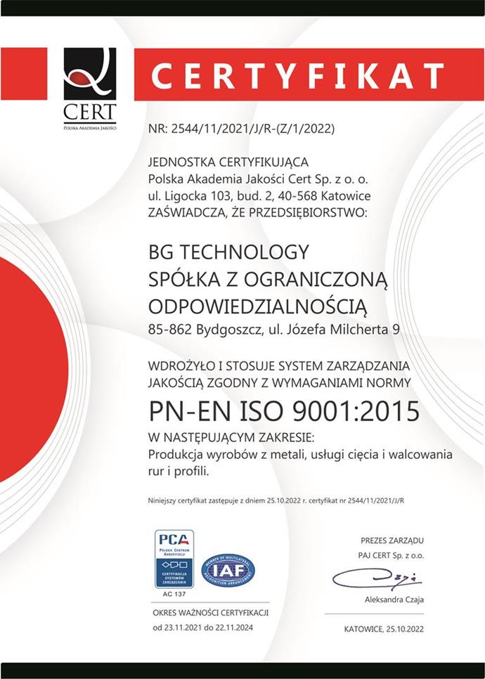 certyfikat ISO PL
